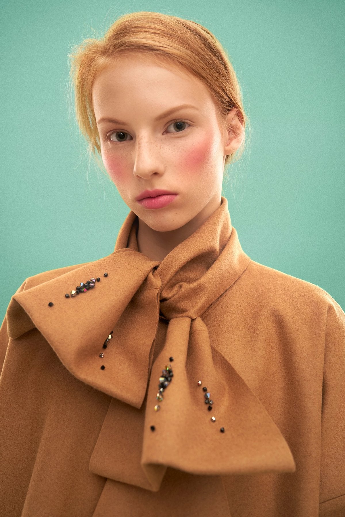 Woolen Embroidered Bow Coat