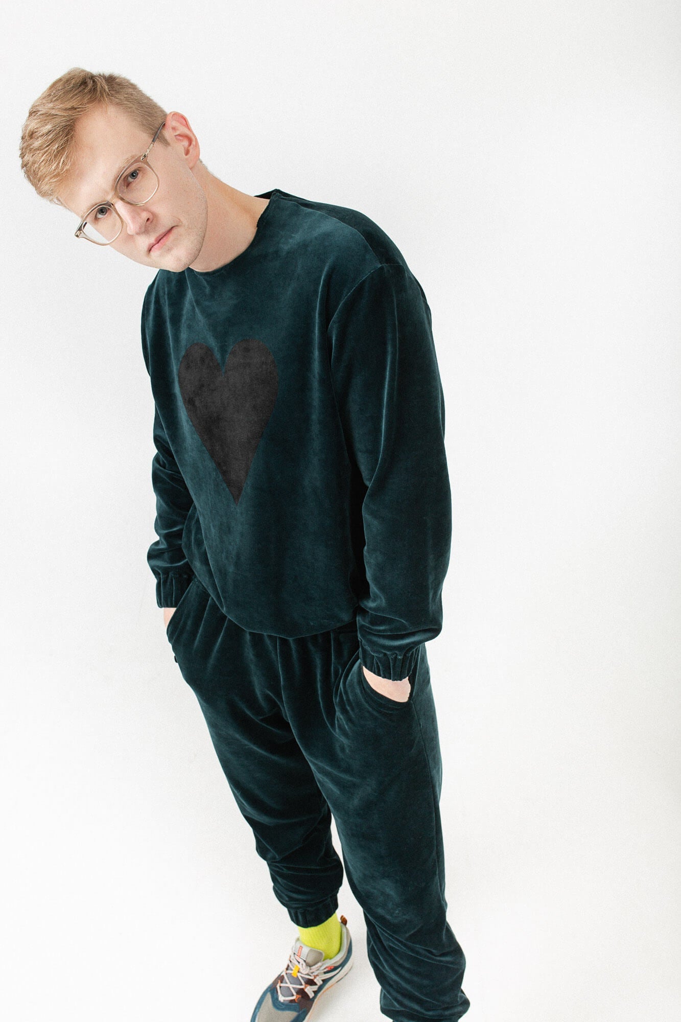 Black Heart Logo Velour Sweatshirt