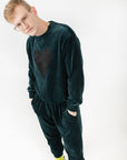 Black Heart Logo Velour Sweatshirt
