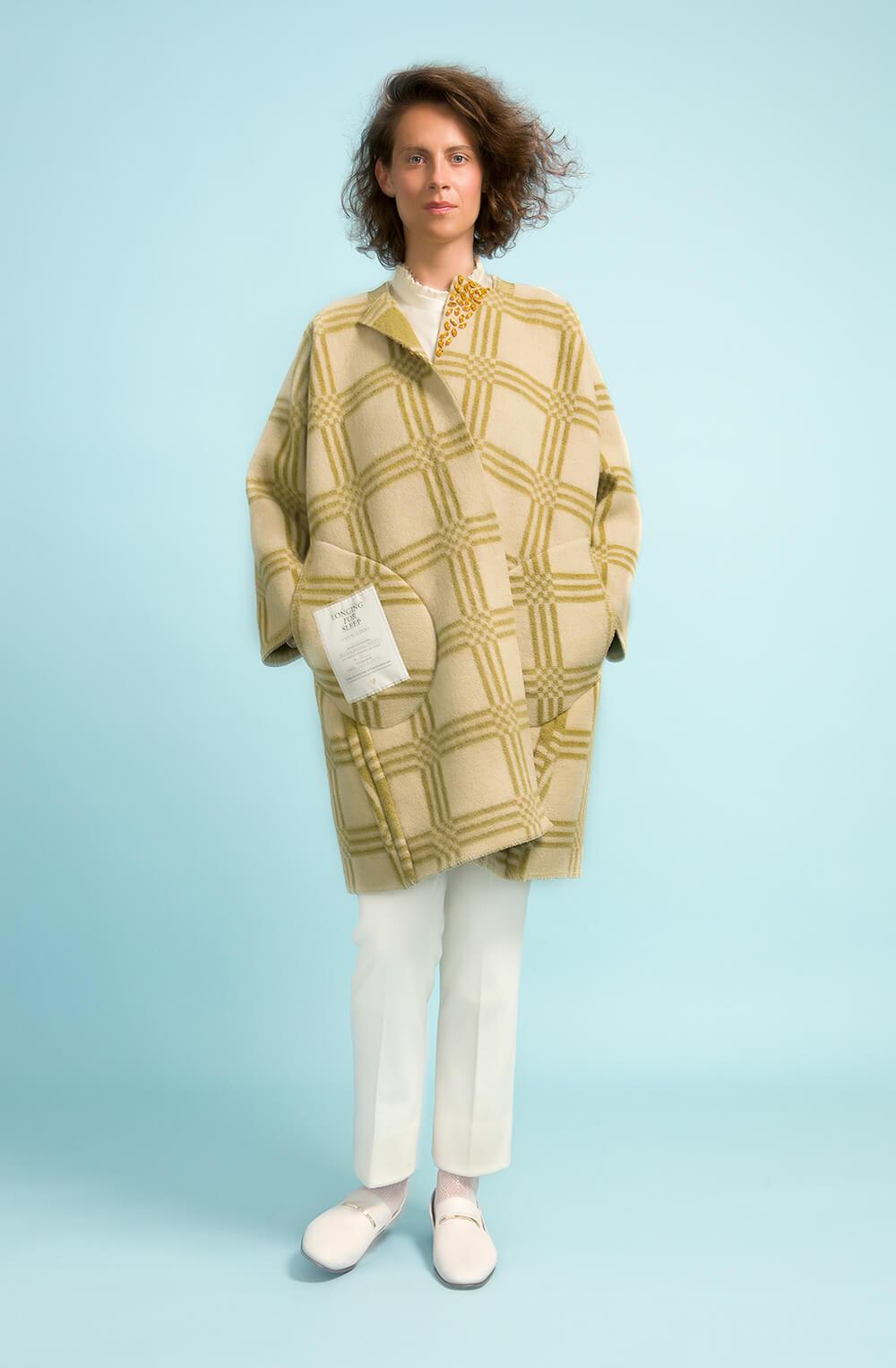 Longing For Sleep by Marit Ilison Unique Upcycled Wool Olive Coat