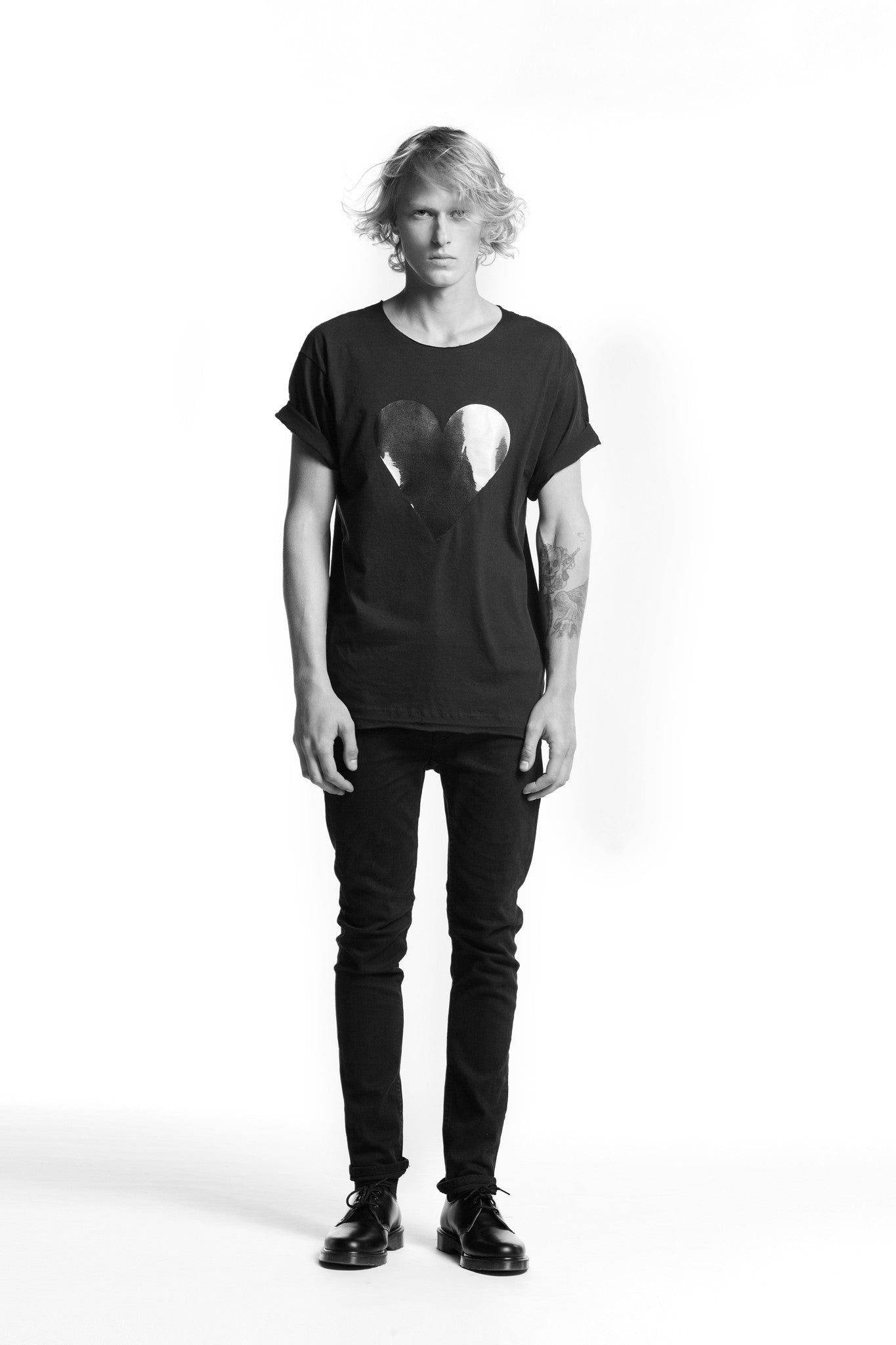 Marit Ilison Black Heart Black Glossy T-shirt