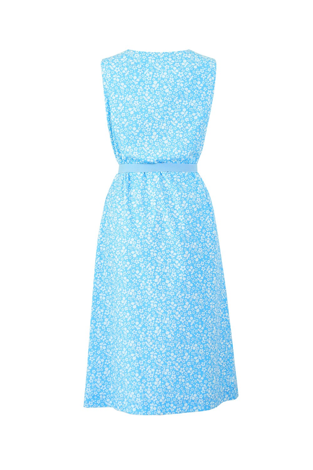 Vintage Chintz by Marit Ilison Blue Cherries Sleevless Cotton Smock Dress Back
