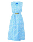 Vintage Chintz by Marit Ilison Blue Cherries Sleevless Cotton Smock Dress Front
