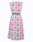 Sleeveless Cotton Smock Dress Pink Tulips