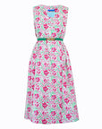 Sleeveless Cotton Smock Dress Pink Tulips