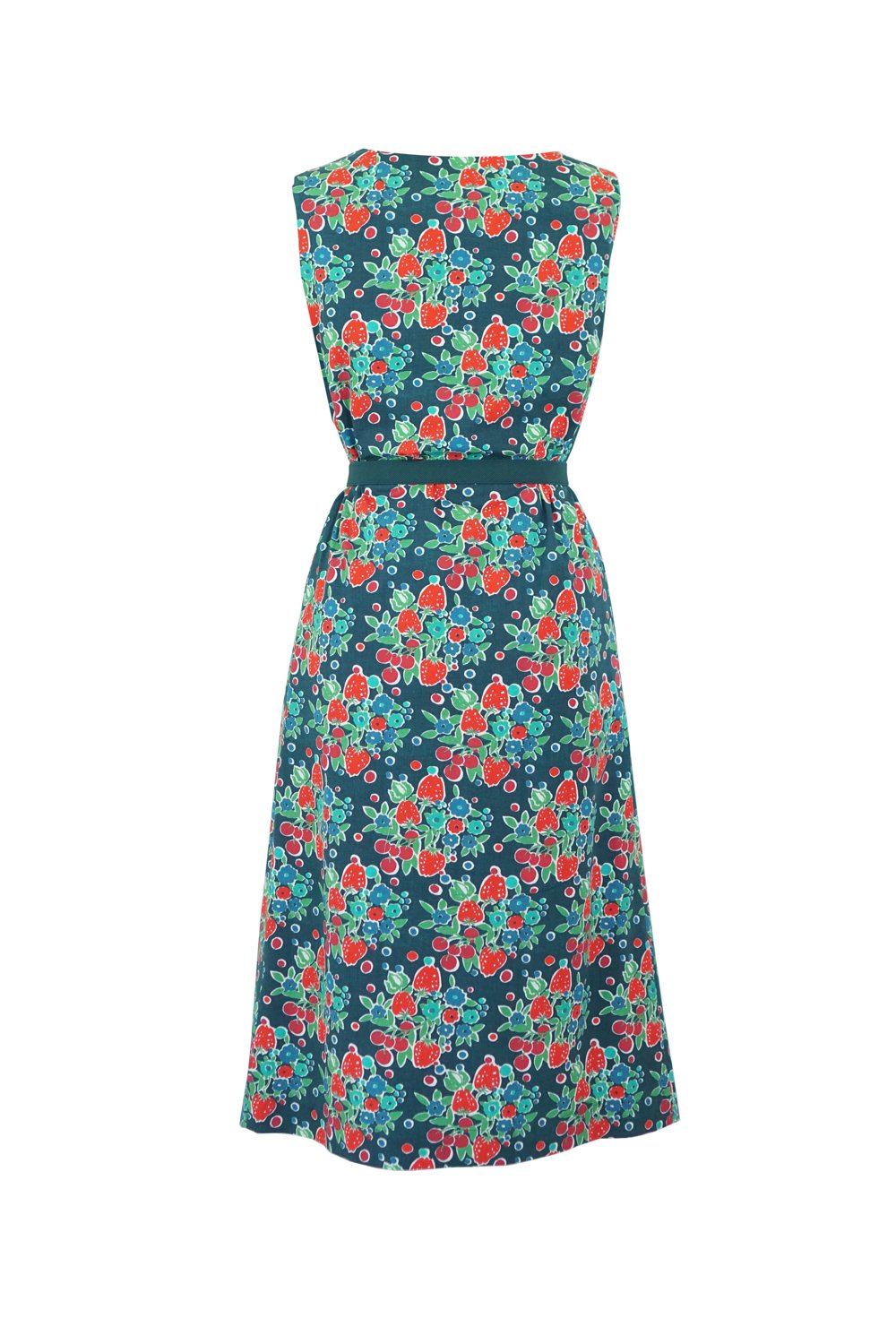 Vintage Chintz by Marit Ilison Strawberries Sleevless Cotton Smock Dress Front