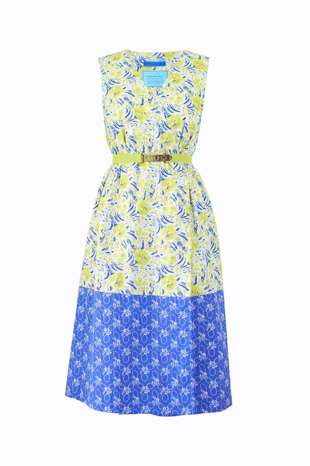 Cotton Smock Dress Yellow Tulips Dancing Dots