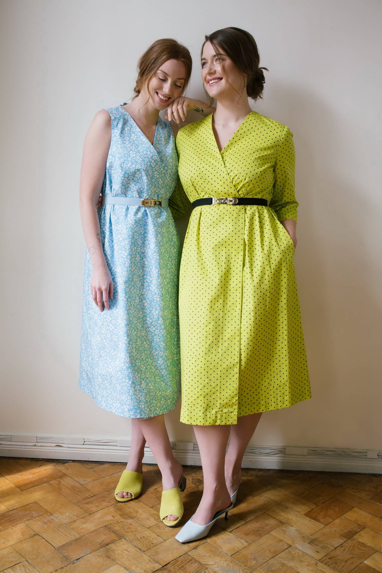 Sleeveless Cotton Smock Dress Blue Cherries
