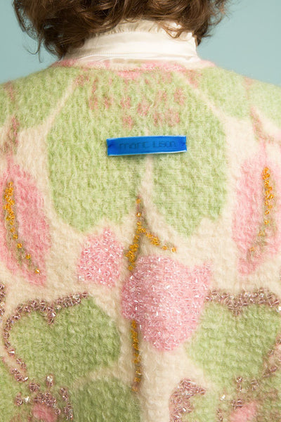 Longing For Sleep by Marit Ilison Unique Upcycled Wool Pastel Coat #49 Crystal Embroidery Detail