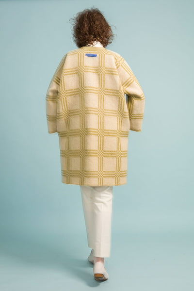 Longing For Sleep by Marit Ilison Unique Upcycled Wool Olive Coat #50 Reversible Back