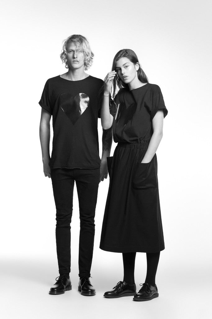 Marit Ilison Black Heart Black Glossy T-shirt