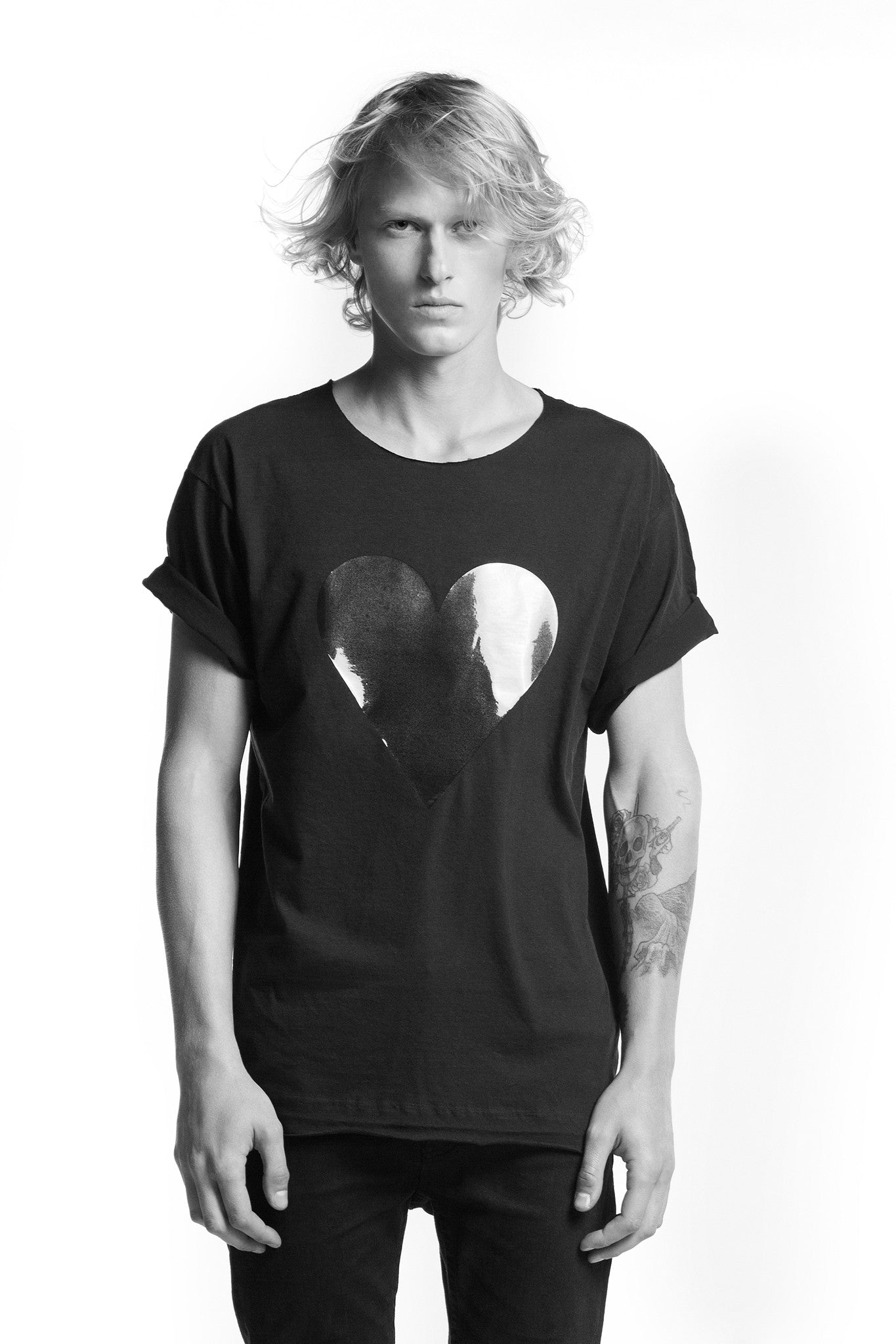 Marit Ilison Black Heart Black Glossy T-shirt