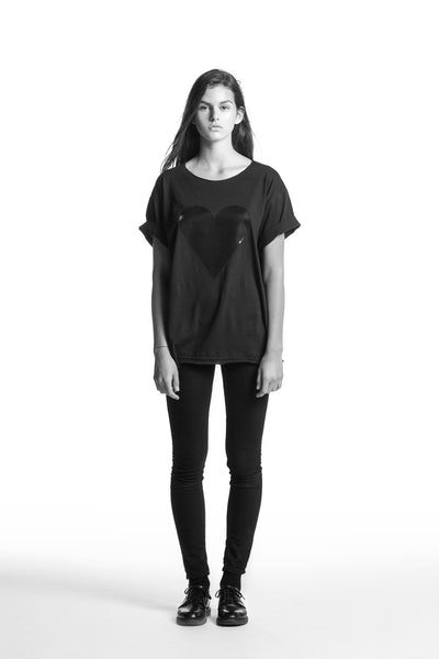 Marit Ilison Black Heart Black Glossy T-shirt