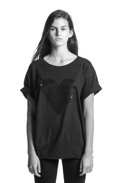 Marit Ilison Black Heart Black Glossy T-shirt