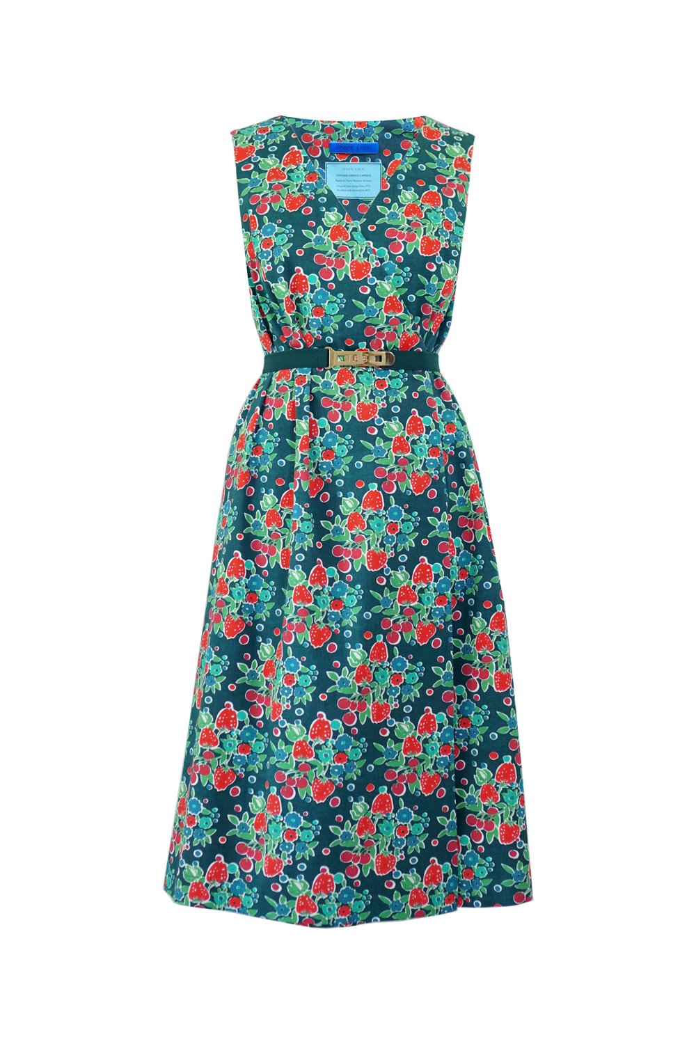 Vintage Chintz by Marit Ilison Strawberries Sleevless Cotton Smock Dress Back